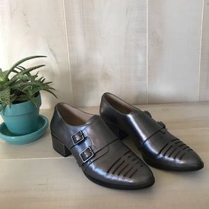 Sax Fifth Avenue gunmetal metallic oxfords